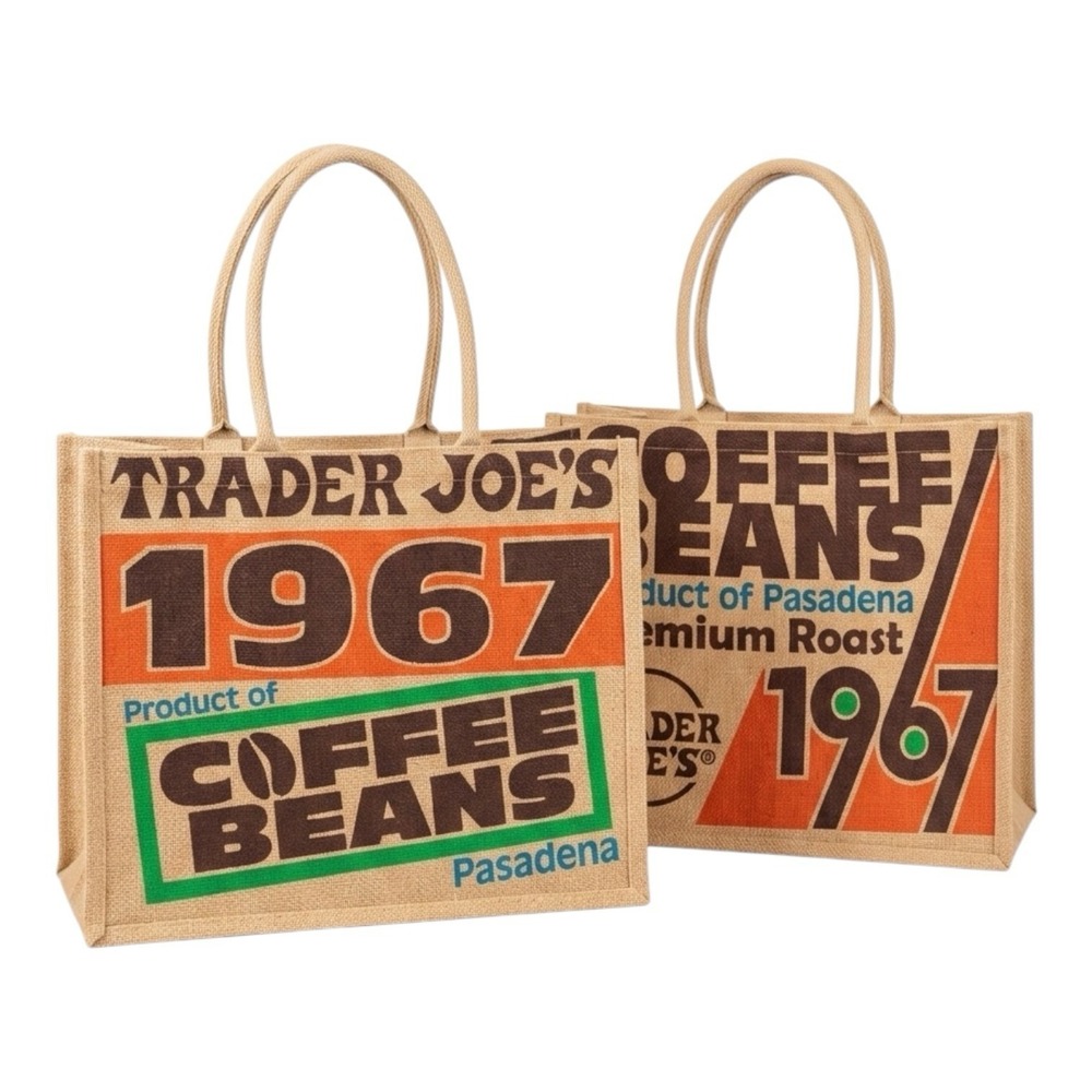 Trader Joe's Burlap Tote‎ Bag 1967 Pasadena Coffee Beans Limited Release NEW